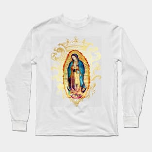Our Lady of Guadalupe Mexican Virgin Mary Mexico Aztec Tilma 20-102 Long Sleeve T-Shirt